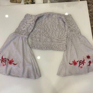 Grey and Floral Blouse